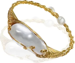 Handcrafted Baroque Bracelet- Women's Bracelets Fashionable Cute Pearl Bracelets-pearl bracelets for women gold