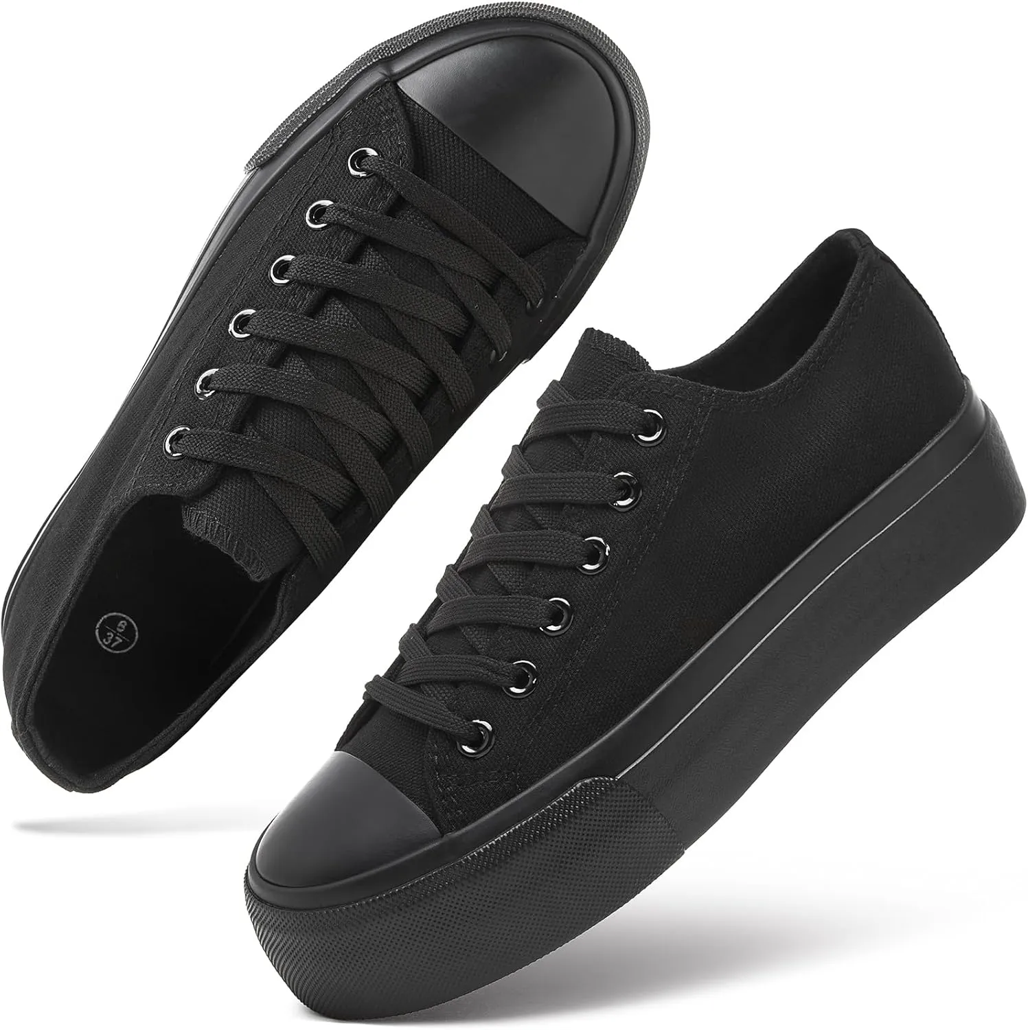 hash bubbie Platform Sneakers for Women White Platform Shoes Low Top Tennis Shoes Non Slip Black Fashion Canvas Sneakers