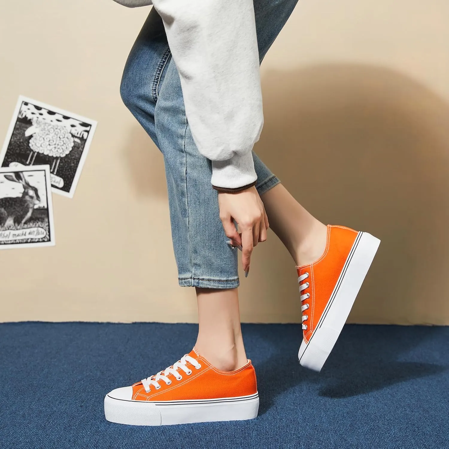 hash bubbie Platform Sneakers for Women White Platform Shoes Low Top Tennis Shoes Non Slip Black Fashion Canvas Sneakers