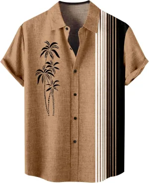 Hawaiian Shirt for Men Shirts Men's Retro Bowling Shirts 50s Rockabilly Style Button Down Shirts Cuban