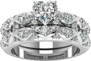 Heart Shaped Engagement Bridal Anniversary Promise Wedding Band Ring Set 925 Silver Promise Couples Rings for Her