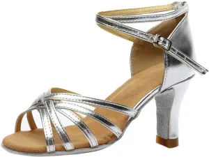Heels for Women Satin Latin Dance Shoes Ballroom Performance Dancing Shoes Open Toe Heels with Ankle Strap