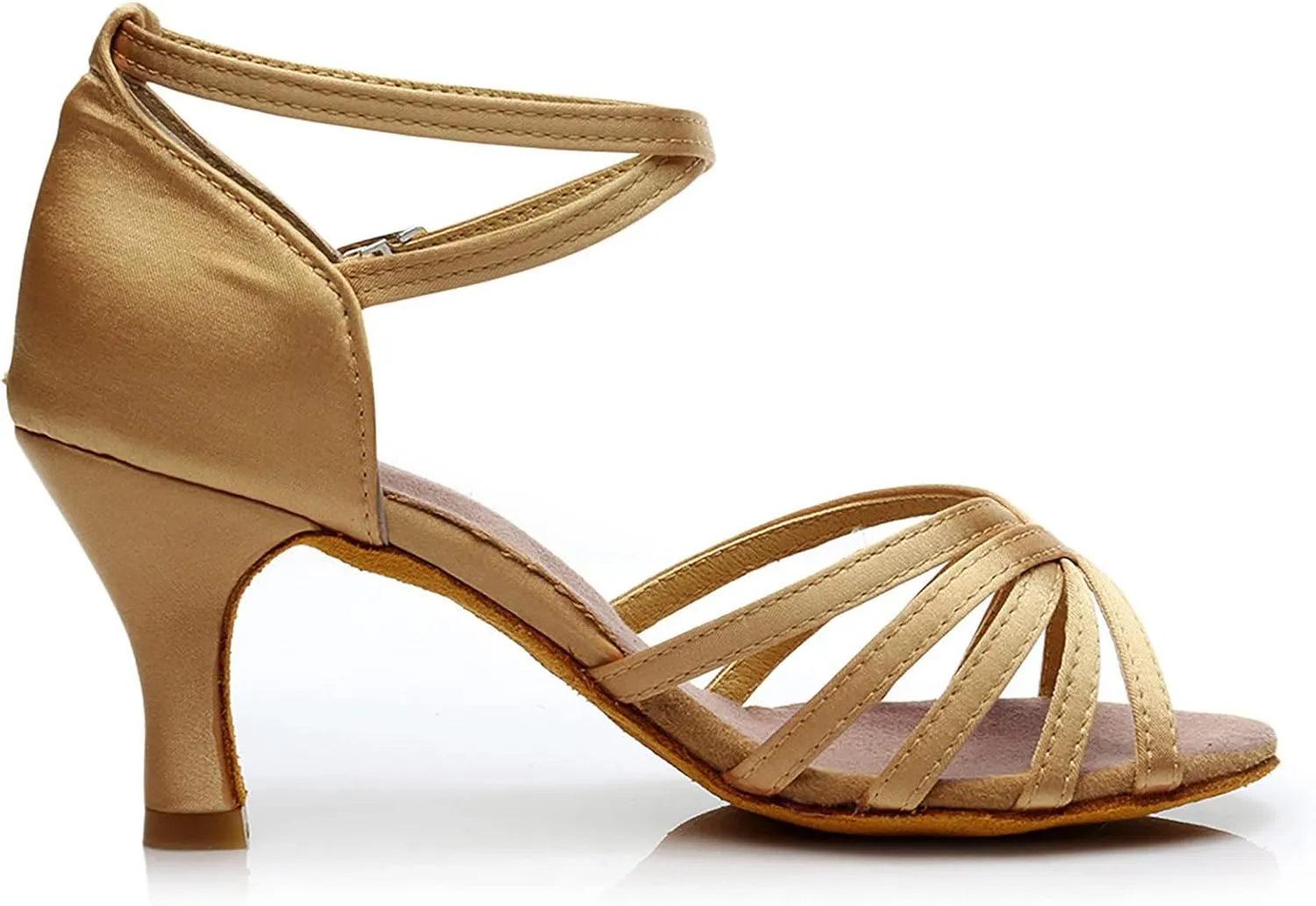 Heels for Women Satin Latin Dance Shoes Ballroom Performance Dancing Shoes Open Toe Heels with Ankle Strap
