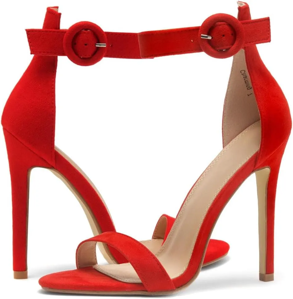 Herstyle Charming Womens Heeled Dress Sandals Open Toe Ankle Strap High Stiletto Wedding Party Pump Shoes
