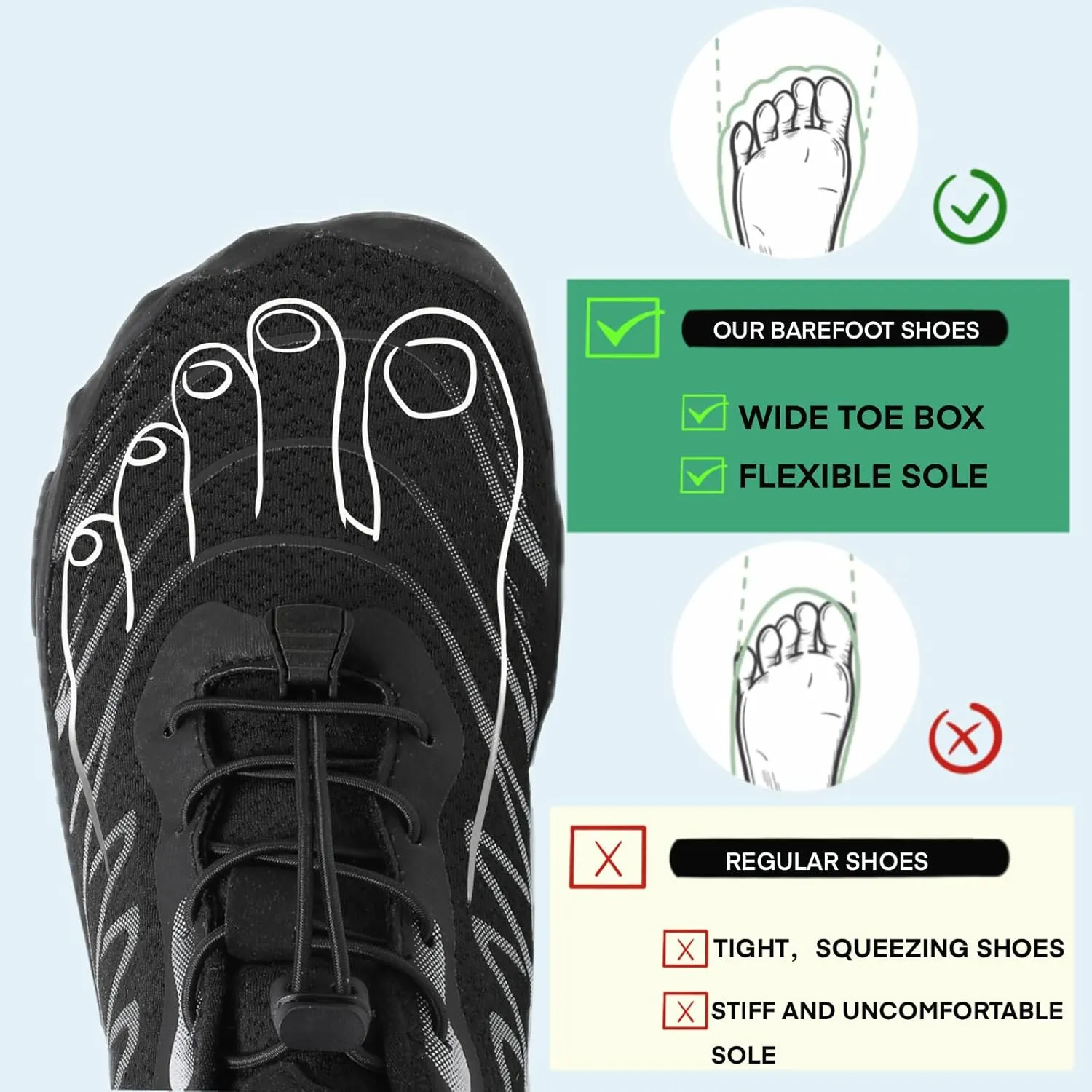 Hike Barefoot Water Shoes for Women Men, Barefoot Shoes with Wide Toe Box, Non-Slip & Quick Dry Breathable Aqua Socks for Beach Pool Aqua Swim Surf Hiking Walking Shoes
