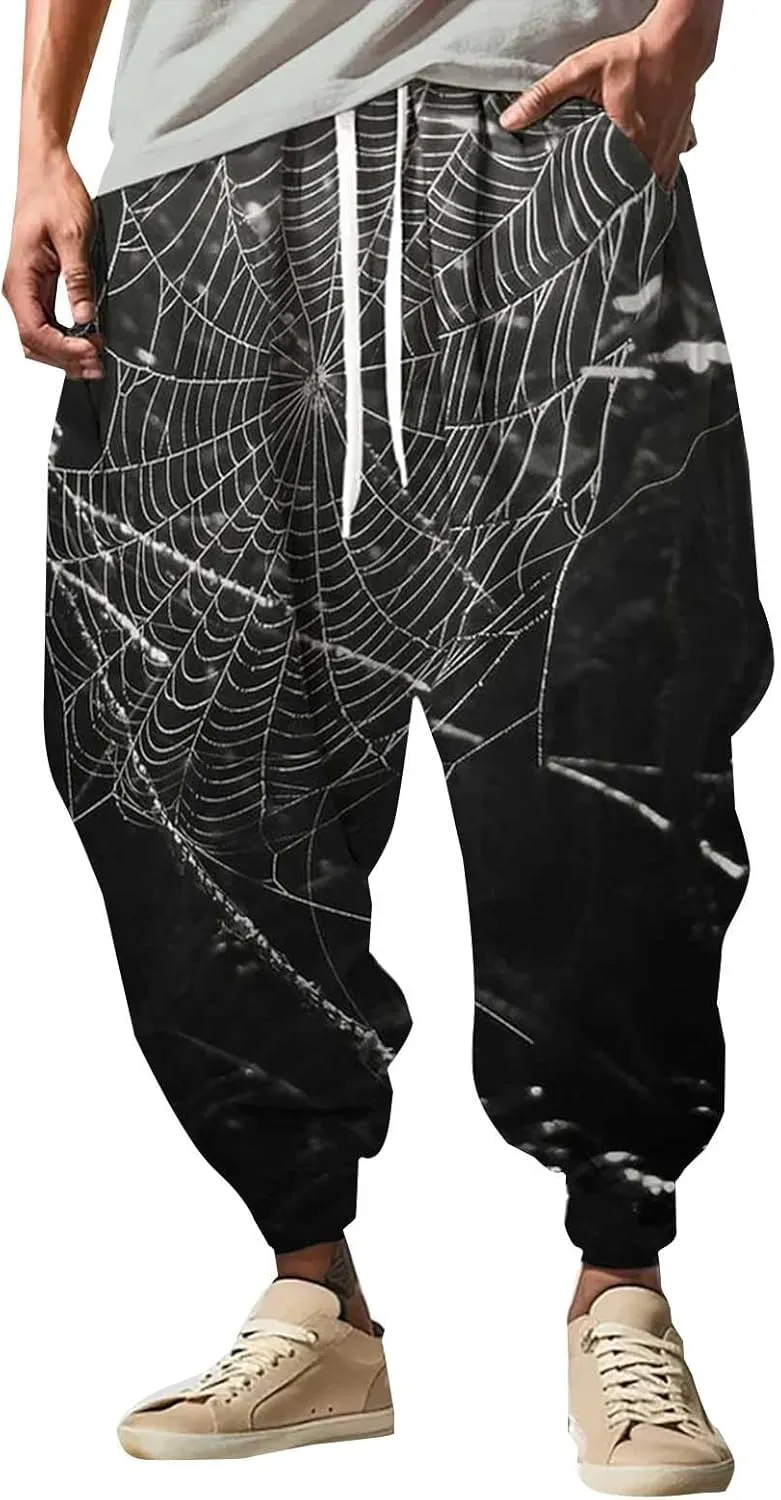 Hippie Graphic Boho Harem Pants Hip Hop Baggy Joggers Sweatpants Loose Fit Yoga Beach Drop Crotch Aladdin Trousers