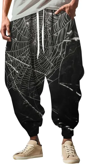Hippie Graphic Boho Harem Pants Hip Hop Baggy Joggers Sweatpants Loose Fit Yoga Beach Drop Crotch Aladdin Trousers
