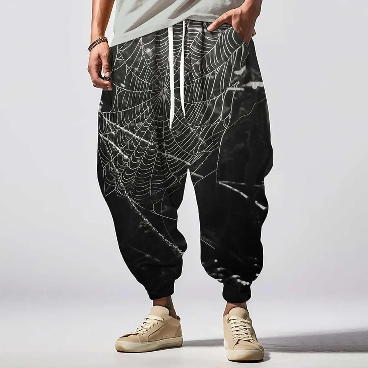 Hippie Graphic Boho Harem Pants Hip Hop Baggy Joggers Sweatpants Loose Fit Yoga Beach Drop Crotch Aladdin Trousers