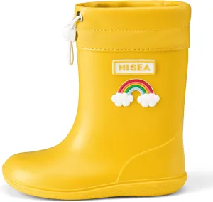 HISEA Toddler Rain Boots Waterproof, Baby Kids Short Rubber Rain Shoes Lightweight for Boys Girls