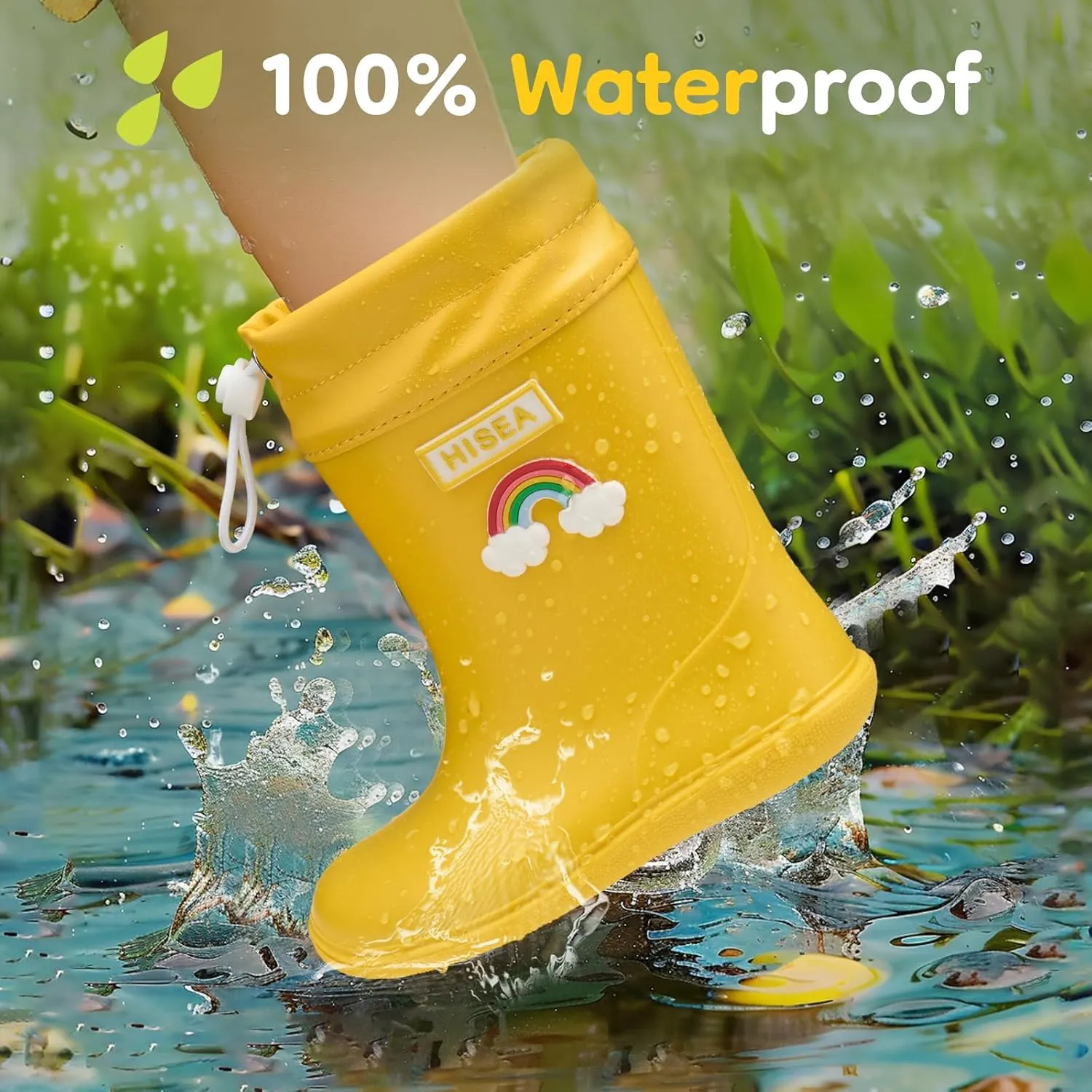 HISEA Toddler Rain Boots Waterproof, Baby Kids Short Rubber Rain Shoes Lightweight for Boys Girls