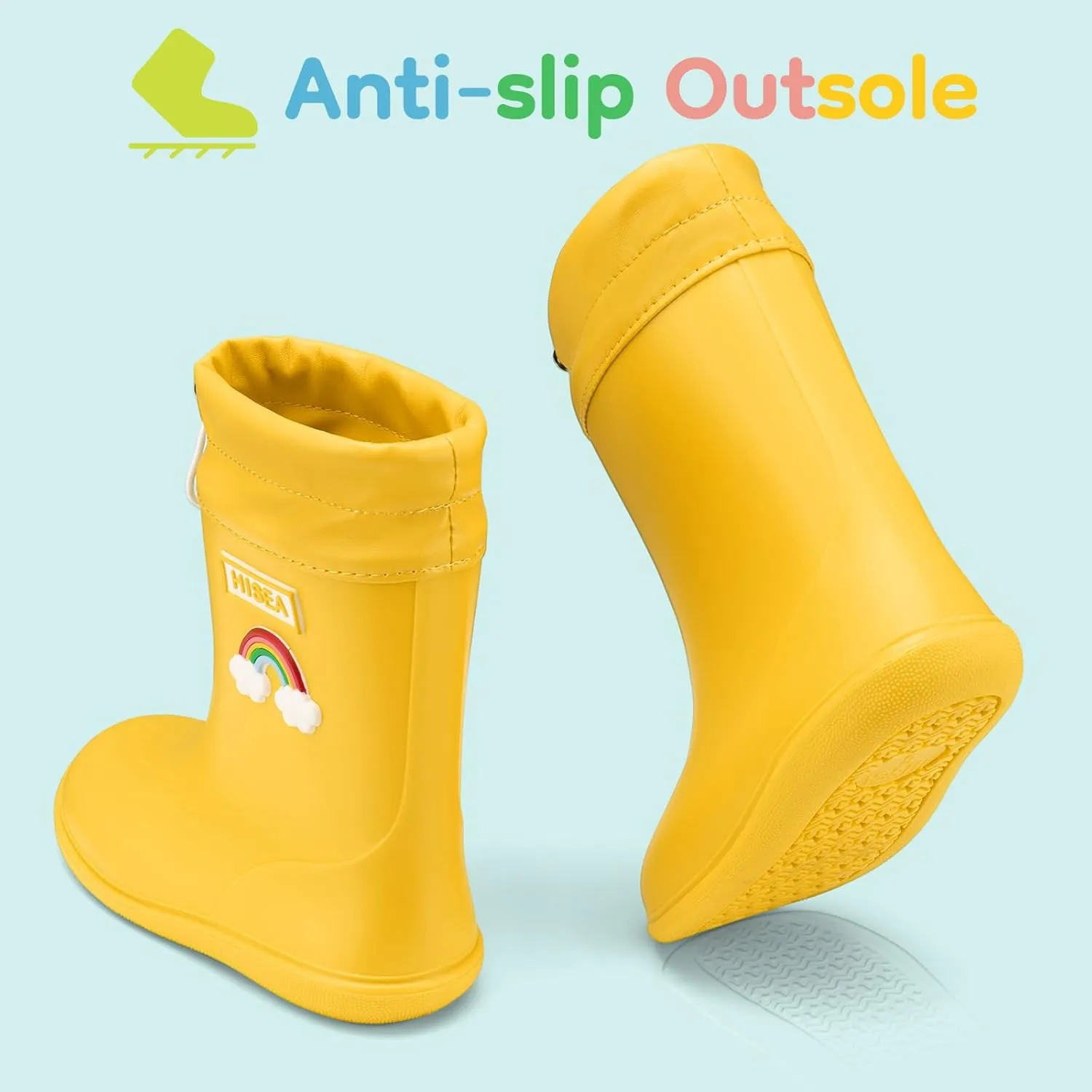 HISEA Toddler Rain Boots Waterproof, Baby Kids Short Rubber Rain Shoes Lightweight for Boys Girls