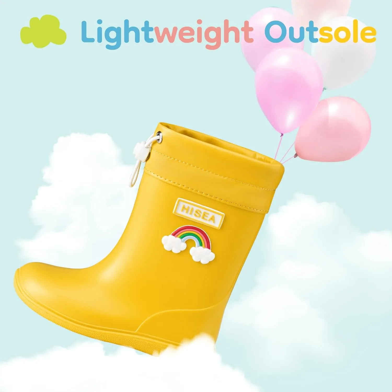 HISEA Toddler Rain Boots Waterproof, Baby Kids Short Rubber Rain Shoes Lightweight for Boys Girls