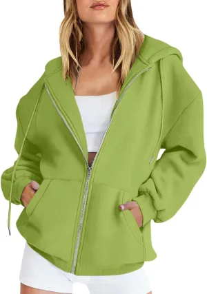 Hoodies for Women 2024 Oversized Long Sleeve Sweatshirts Casual Solid Y2K Jacket Fall Fashion Clothes with Pockets