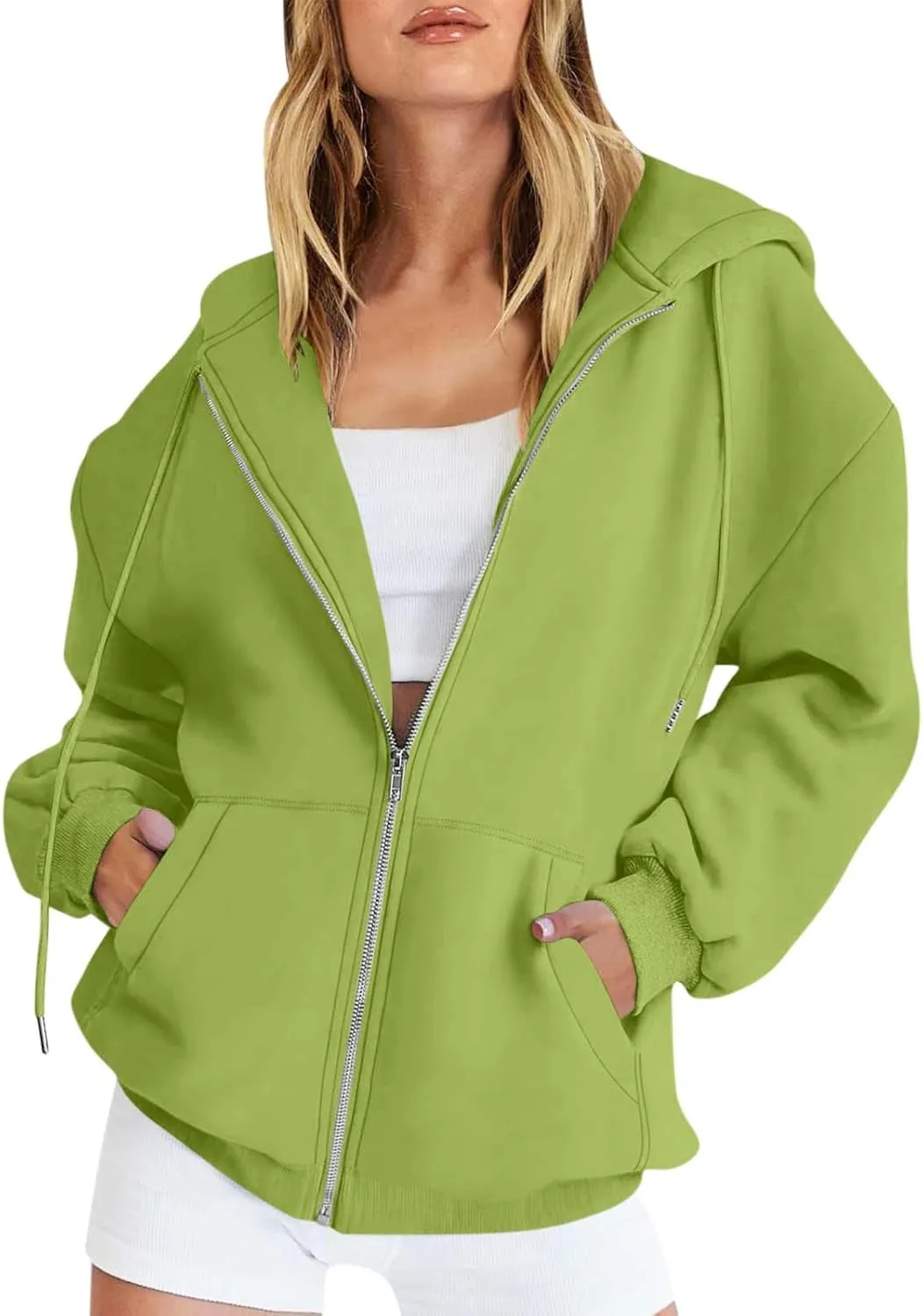 Hoodies for Women 2024 Oversized Long Sleeve Sweatshirts Casual Solid Y2K Jacket Fall Fashion Clothes with Pockets