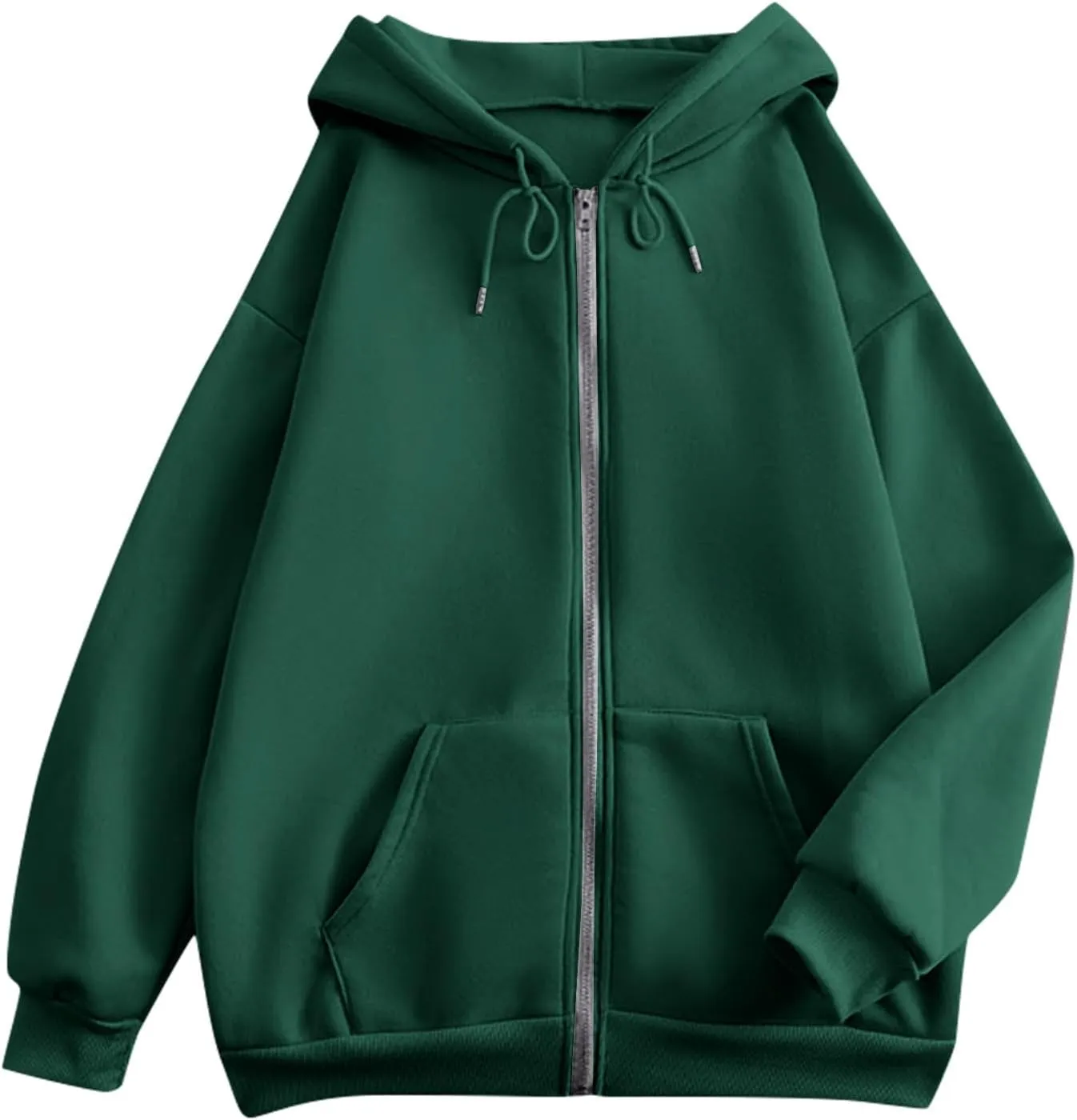 Hoodies for Women Long Sleeve Fall Fashion 2024 Oversized Zip Up Sweatshirts Solid Light Hoodie Jacket with Pockets