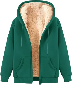 Hoodies for Women Men Fleece Lined Zip Up Hoodie Winter Thicked Warm Hooded Sweatshirts Jackets Coats with Pockets