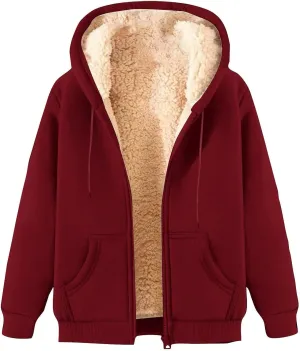Hoodies for Women Men Fleece Lined Zip Up Hoodie Winter Thicked Warm Hooded Sweatshirts Jackets Coats with Pockets