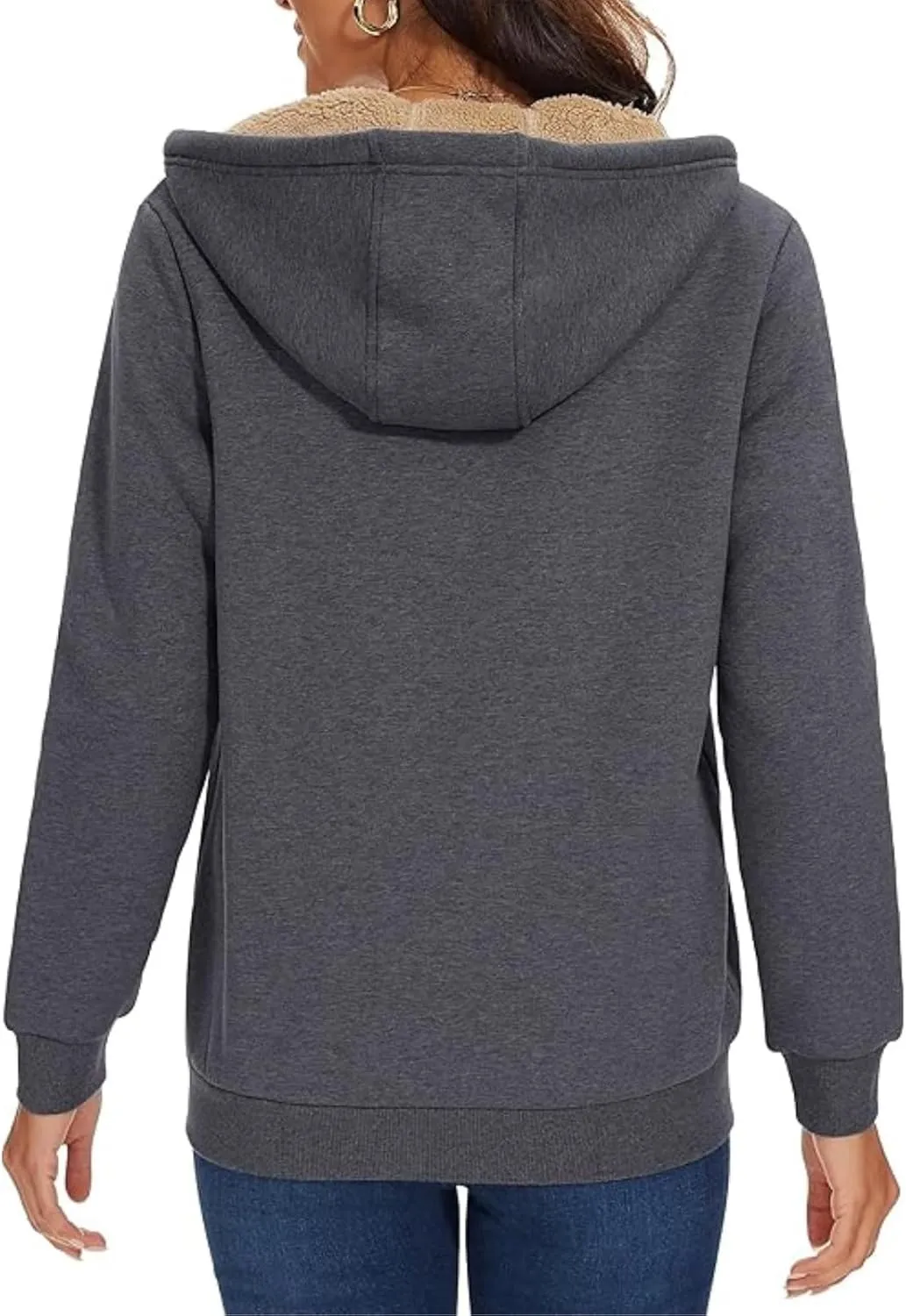 Hoodies for Women Winter Fleece Sweatshirts Full Zip Up Thick Sherpa Lined Hooded Jacket Daily Casual Fashion Coats