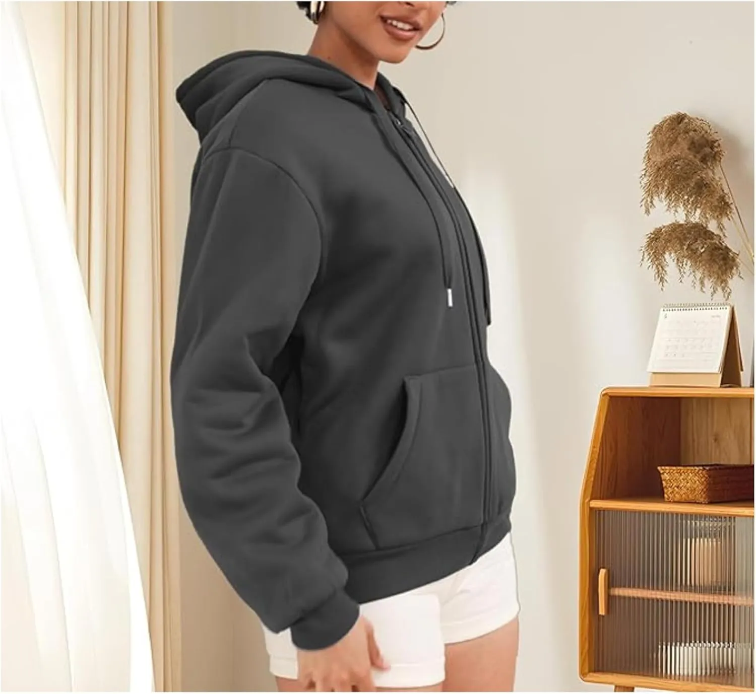Hoodies for Women Winter Fleece Sweatshirts Full Zip Up Thick Sherpa Lined Hooded Jacket Daily Casual Fashion Coats