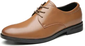 HOOENG Oxford Shoes for Men Lace Up Derby Shoes Round Toe Vegan Leather Low Top Resistant Non Slip Block Heel Classic (Color : Brown, Size : 10)