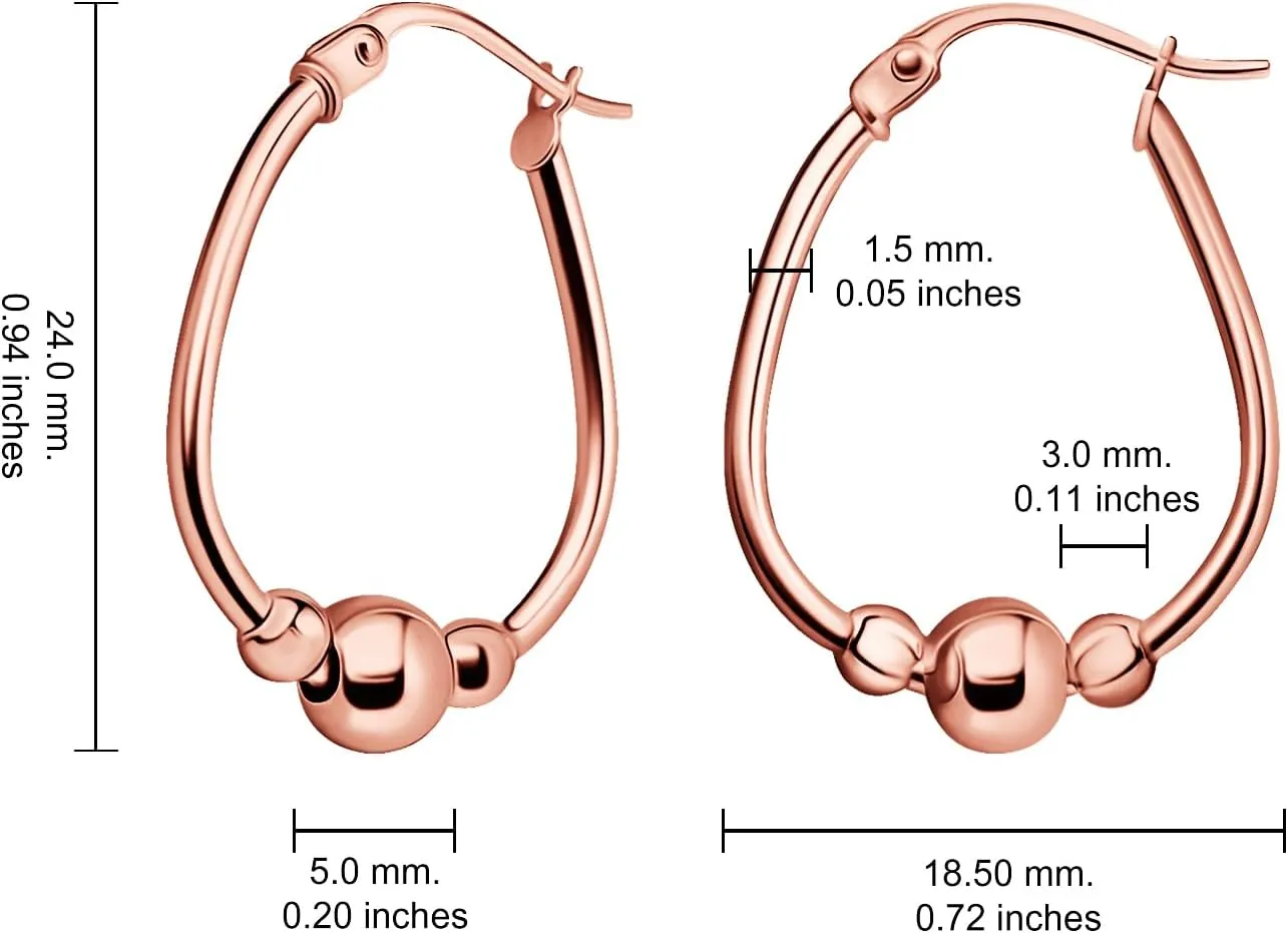 Hoops & Loops 925 Sterling Silver Bead Ball Hoop Earrings,18mm & 30mm Dangle Drop Beaded Earrings for Women