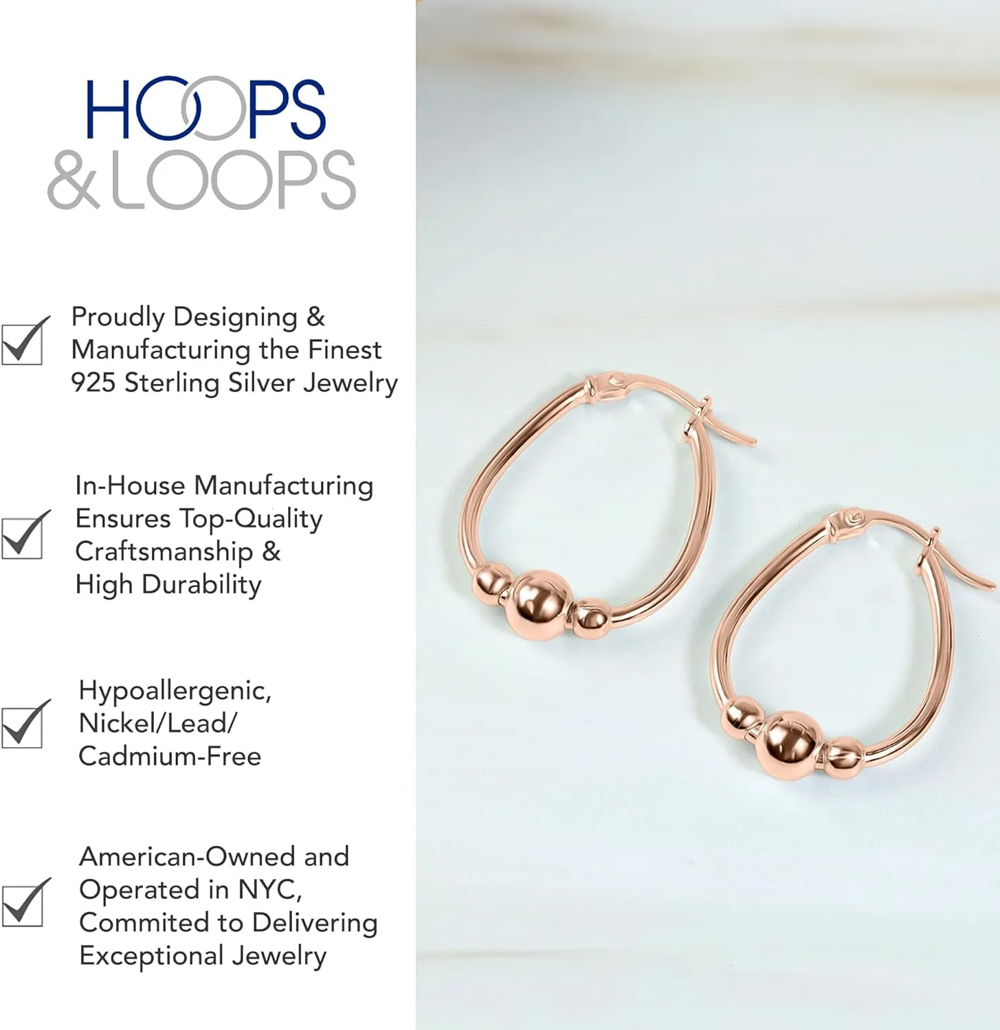 Hoops & Loops 925 Sterling Silver Bead Ball Hoop Earrings,18mm & 30mm Dangle Drop Beaded Earrings for Women