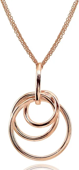 Hoops & Loops 925 Sterling Silver Polished Intertwined Triple Hoop Pendant Necklace for Women, Silver, Yellow Gold, Rose Gold