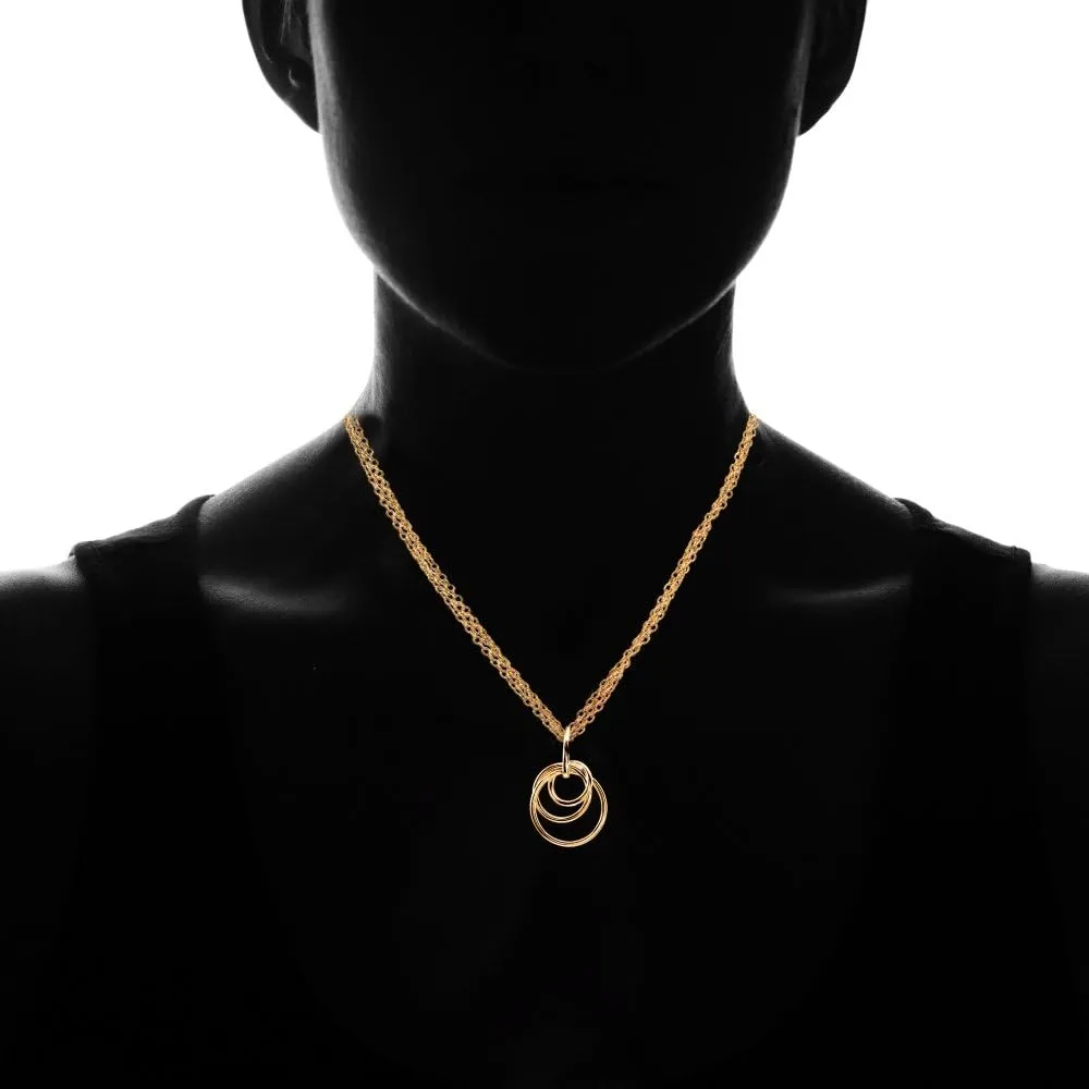 Hoops & Loops 925 Sterling Silver Polished Intertwined Triple Hoop Pendant Necklace for Women, Silver, Yellow Gold, Rose Gold