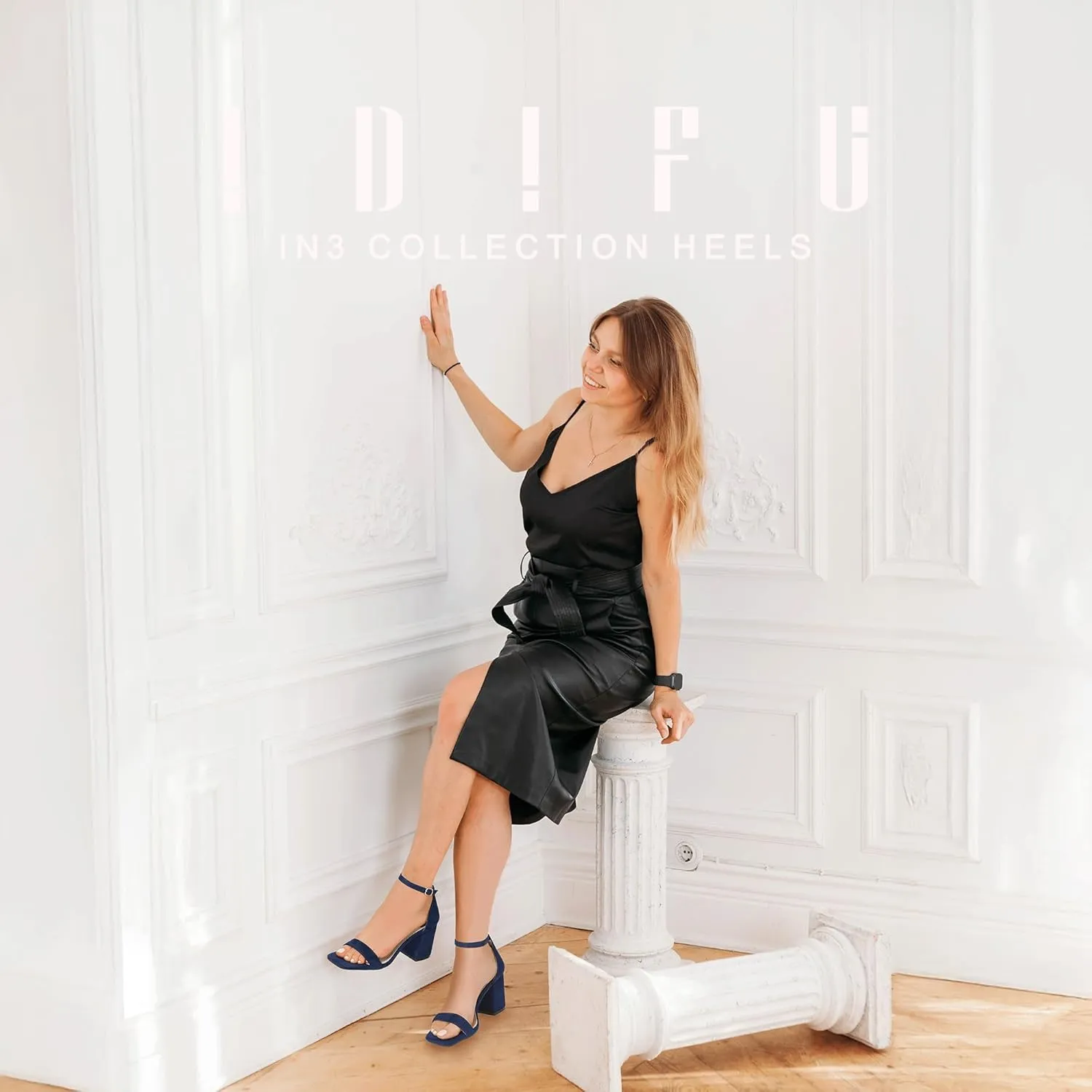 IDIFU IN3 Chunky Block Square Open Toe High Heels Ankle Strap Heeled Sandals Wedding Bride Bridal Prom Dance Summer Dressy Comfortable Sexy Trendy Bridesmaid Dress Shoes Cute Thick Heels for Women