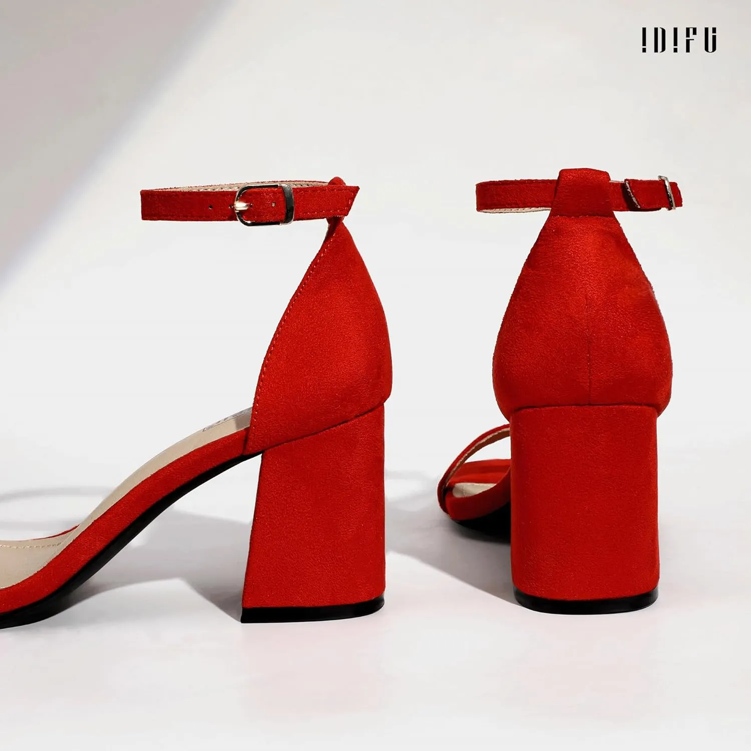 IDIFU IN3 Chunky Block Square Open Toe High Heels Ankle Strap Heeled Sandals Wedding Bride Bridal Prom Dance Summer Dressy Comfortable Sexy Trendy Bridesmaid Dress Shoes Cute Thick Heels for Women