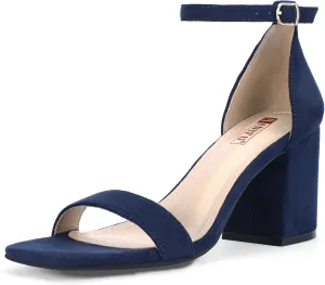 IDIFU IN3 Chunky Block Square Open Toe High Heels Ankle Strap Heeled Sandals Wedding Bride Bridal Prom Dance Summer Dressy Comfortable Sexy Trendy Bridesmaid Dress Shoes Cute Thick Heels for Women