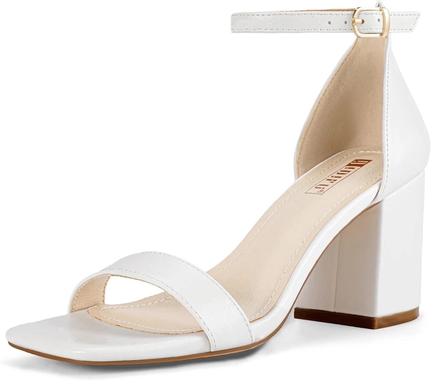 IDIFU IN3 Chunky Block Square Open Toe High Heels Ankle Strap Heeled Sandals Wedding Bride Bridal Prom Dance Summer Dressy Comfortable Sexy Trendy Bridesmaid Dress Shoes Cute Thick Heels for Women