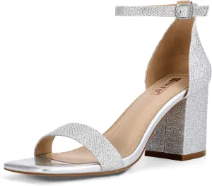 IDIFU IN3 Chunky Block Square Open Toe High Heels Ankle Strap Heeled Sandals Wedding Bride Bridal Prom Dance Summer Dressy Comfortable Sexy Trendy Bridesmaid Dress Shoes Cute Thick Heels for Women