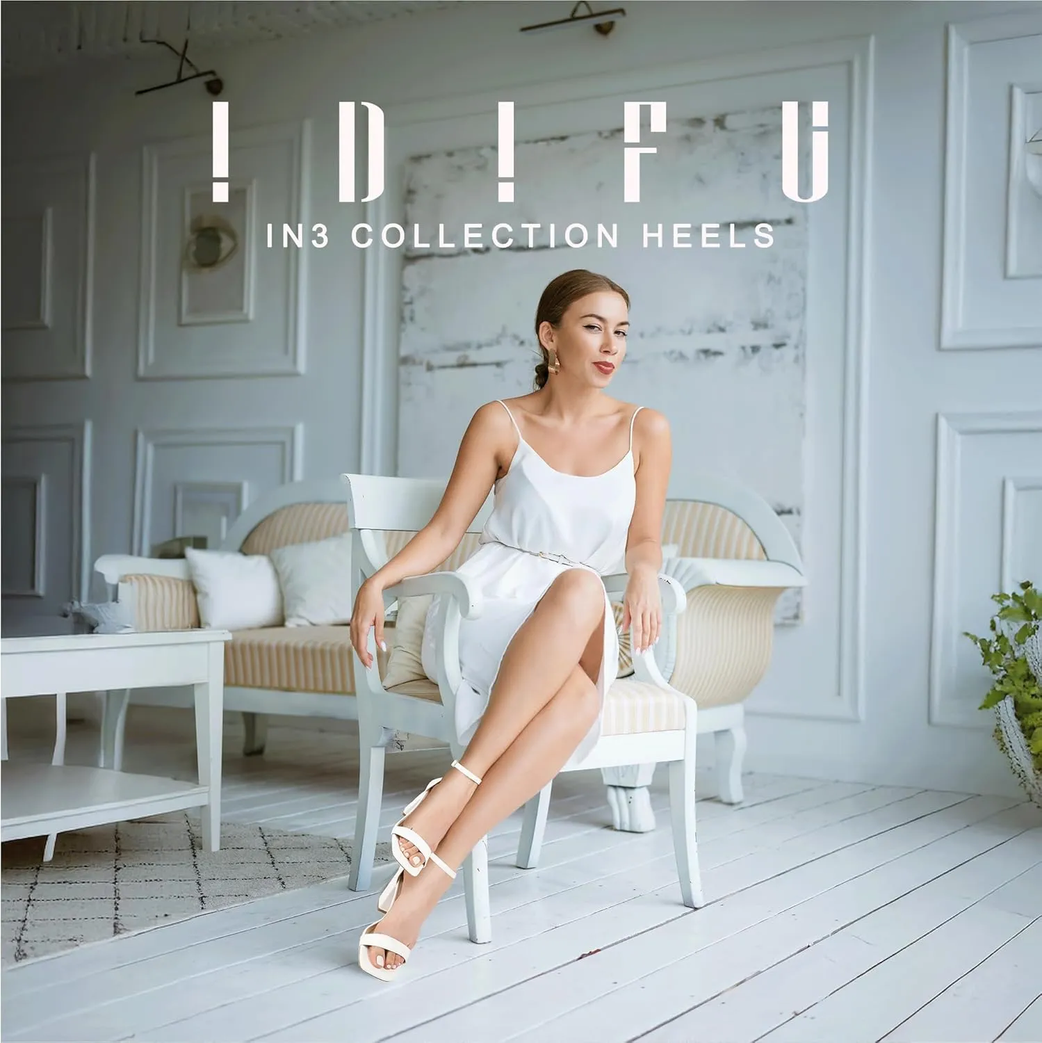 IDIFU IN3 Chunky Block Square Open Toe High Heels Ankle Strap Heeled Sandals Wedding Bride Bridal Prom Dance Summer Dressy Comfortable Sexy Trendy Bridesmaid Dress Shoes Cute Thick Heels for Women