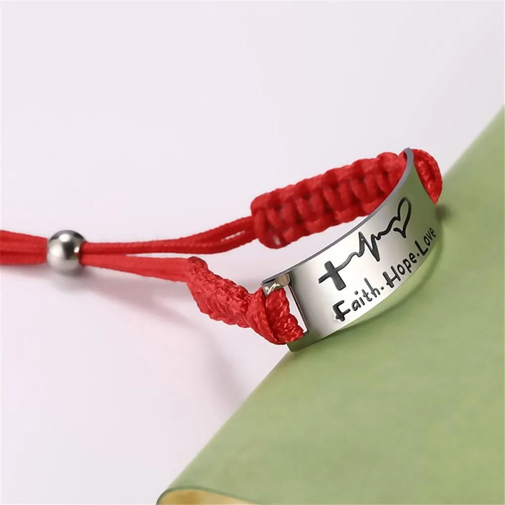 Inspirational Bracelets for Women,Inspirational Cord Bracelets Valentine's Gift Bracelets Adjustable Motivational Quotes Bangle Bracelets Personalized Stainless Steel Jewelry for Her