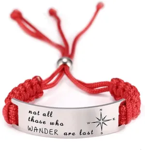 Inspirational Bracelets for Women,Inspirational Cord Bracelets Valentine's Gift Bracelets Adjustable Motivational Quotes Bangle Bracelets Personalized Stainless Steel Jewelry for Her