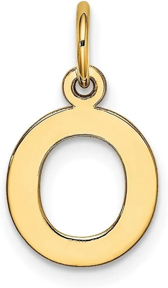 JewelryWeb 12mm 10k Solid Yellow Gold Small Block Letter Name Personalized Monogram Initial Charm Pendant Necklace for Women