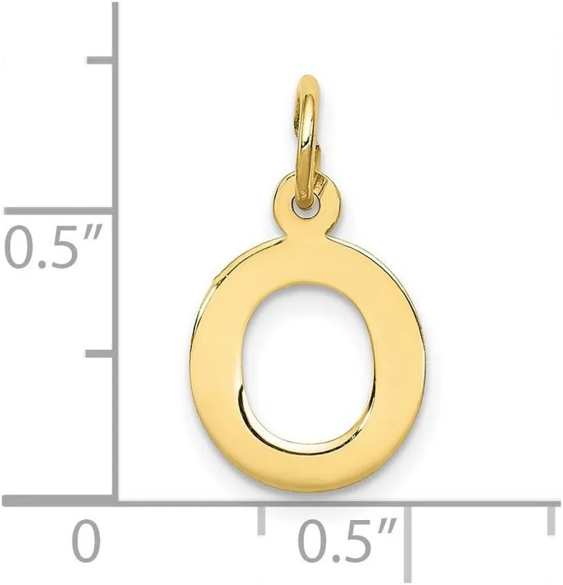 JewelryWeb 12mm 10k Solid Yellow Gold Small Block Letter Name Personalized Monogram Initial Charm Pendant Necklace for Women