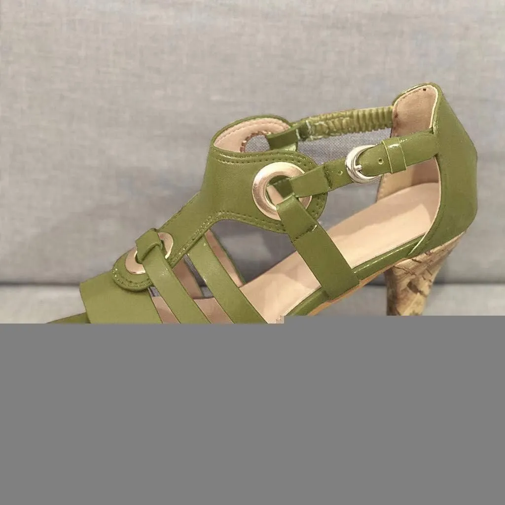 JITUUE womens shoes high heel sandals for women Ladies Elegant Buckle Strap Ankle Peep Toe Sandals Roman Shoes