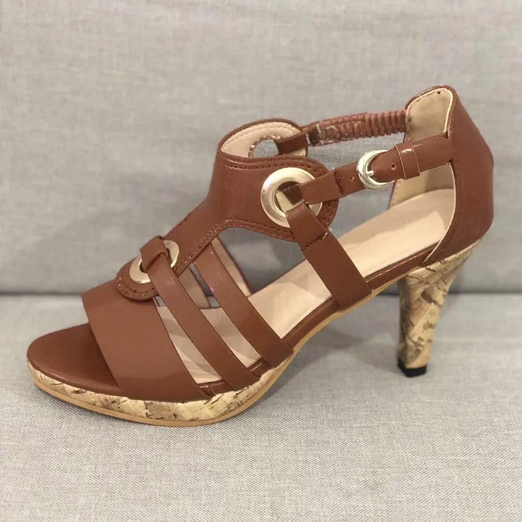 JITUUE womens shoes high heel sandals for women Ladies Elegant Buckle Strap Ankle Peep Toe Sandals Roman Shoes