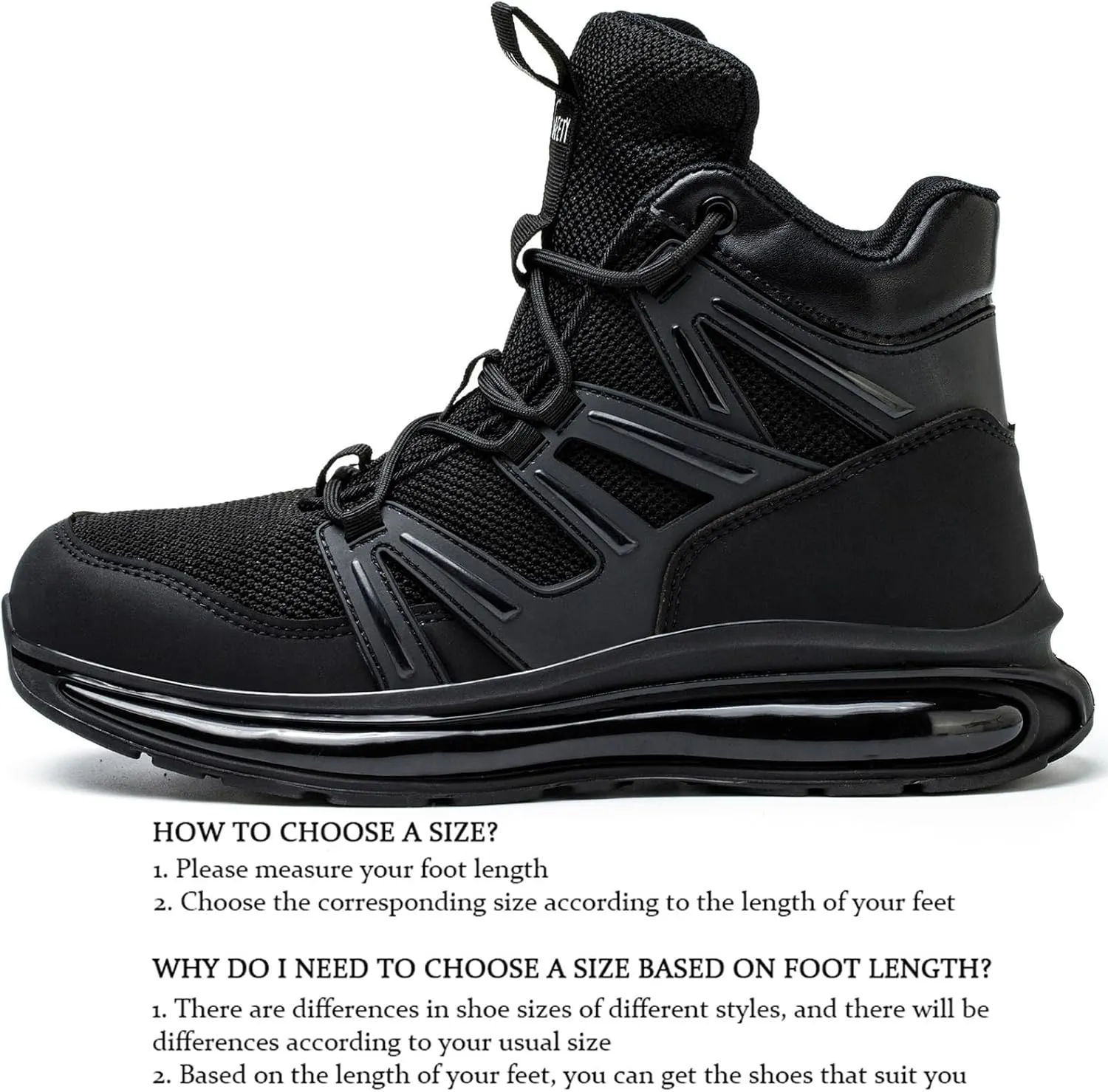 JiuQing Steel Toe Boots Lightweight Safety Industrial Boots Mens Air Cushion Work Sneaker Non-Slip Comfortable