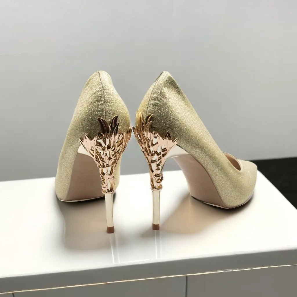 JOEupin Women's Satin Pointed Toe High Heel Dress Pump Shoes for Bridal Evening Party Pumps
