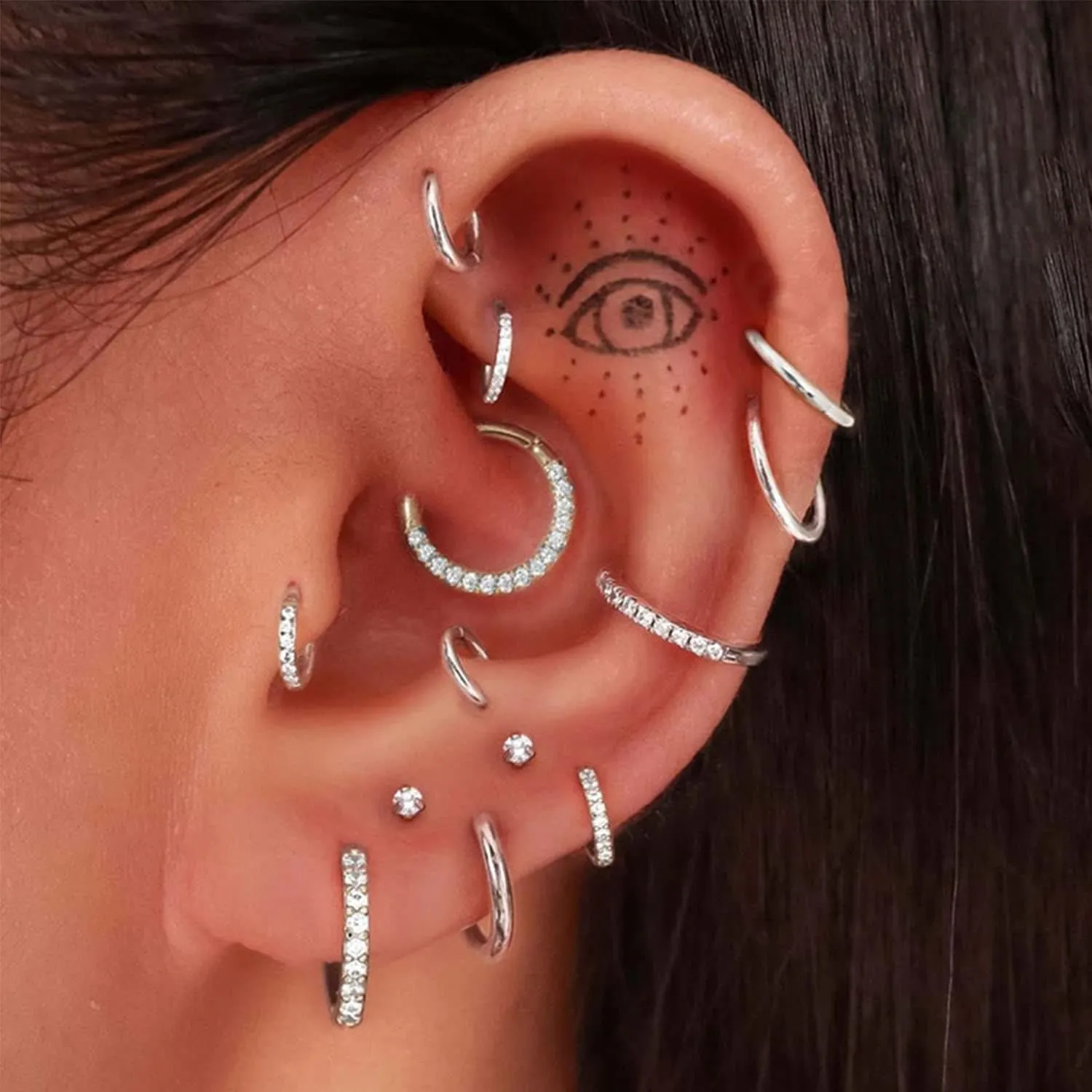 Jstyle 10Pcs 16G 18G Stainless Steel Hinged Clicker Segment Nose Rings Hoop Helix Cartilage Daith Tragus Sleeper Earrings 8-12MM Improved