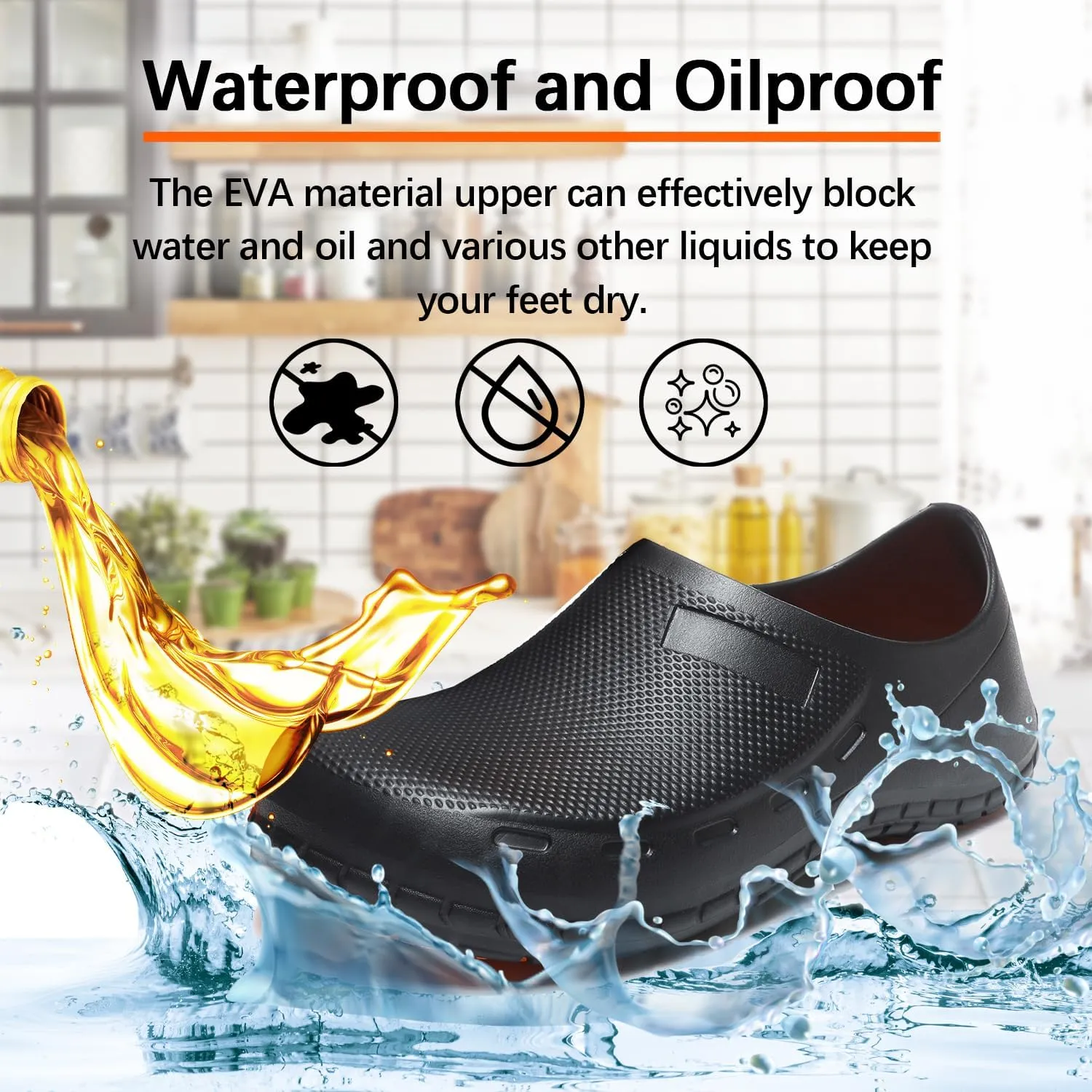 JSWEI Chef Shoes for Men - Professional Oil Water Resistant Nursing Chef ShoeNon-Slip Safety Working Shoes for Kitchen Garden Bathroom Construction