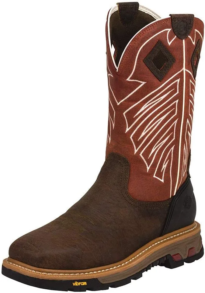 Justin Original Work Boots Men's Commander X5 Steel Toe Work Boot Chestnut 14 D
