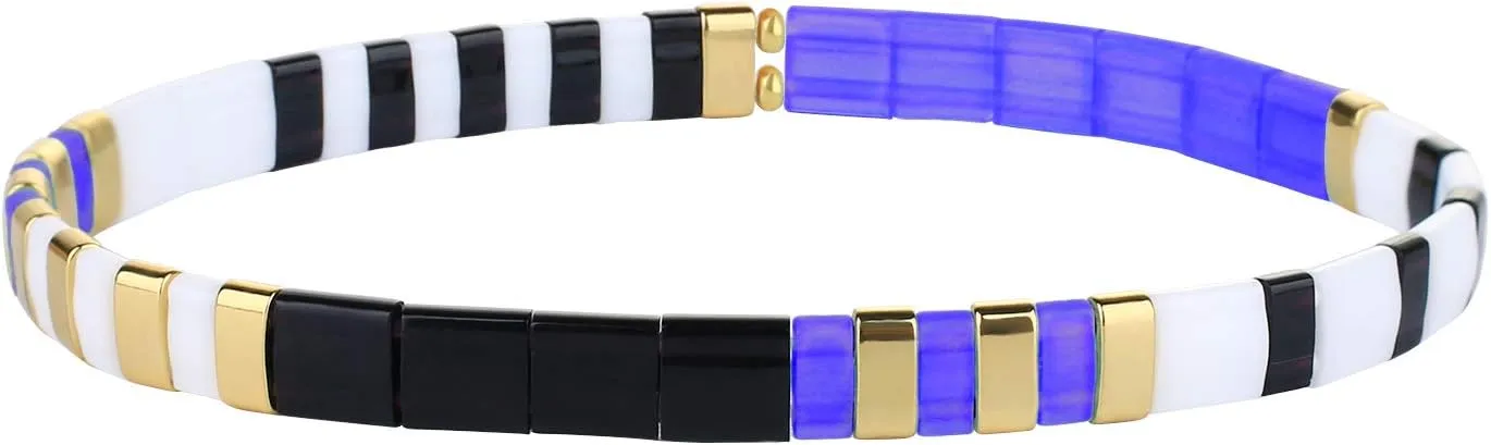 KELITCH Beach Stretch Bracelets Colorful Tila Beaded Bracelets Handmade Fashion Bracelets For Women Gift