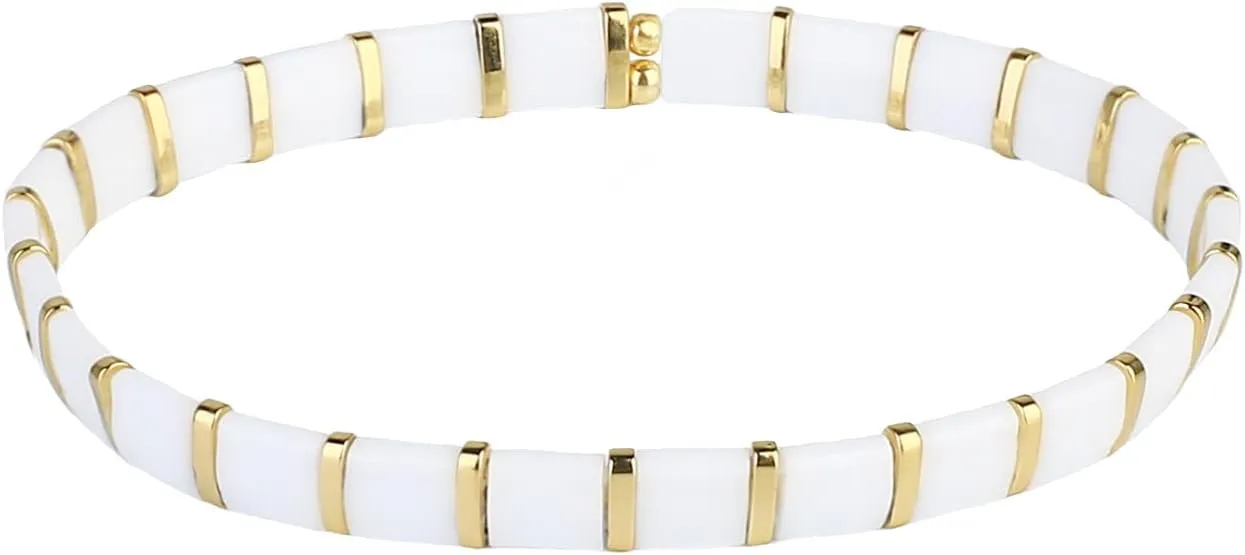 KELITCH Colorful Friendship Bracelets Tila Boho Stretch Bracelets Stackable Summer Beads Bracelets - 03J