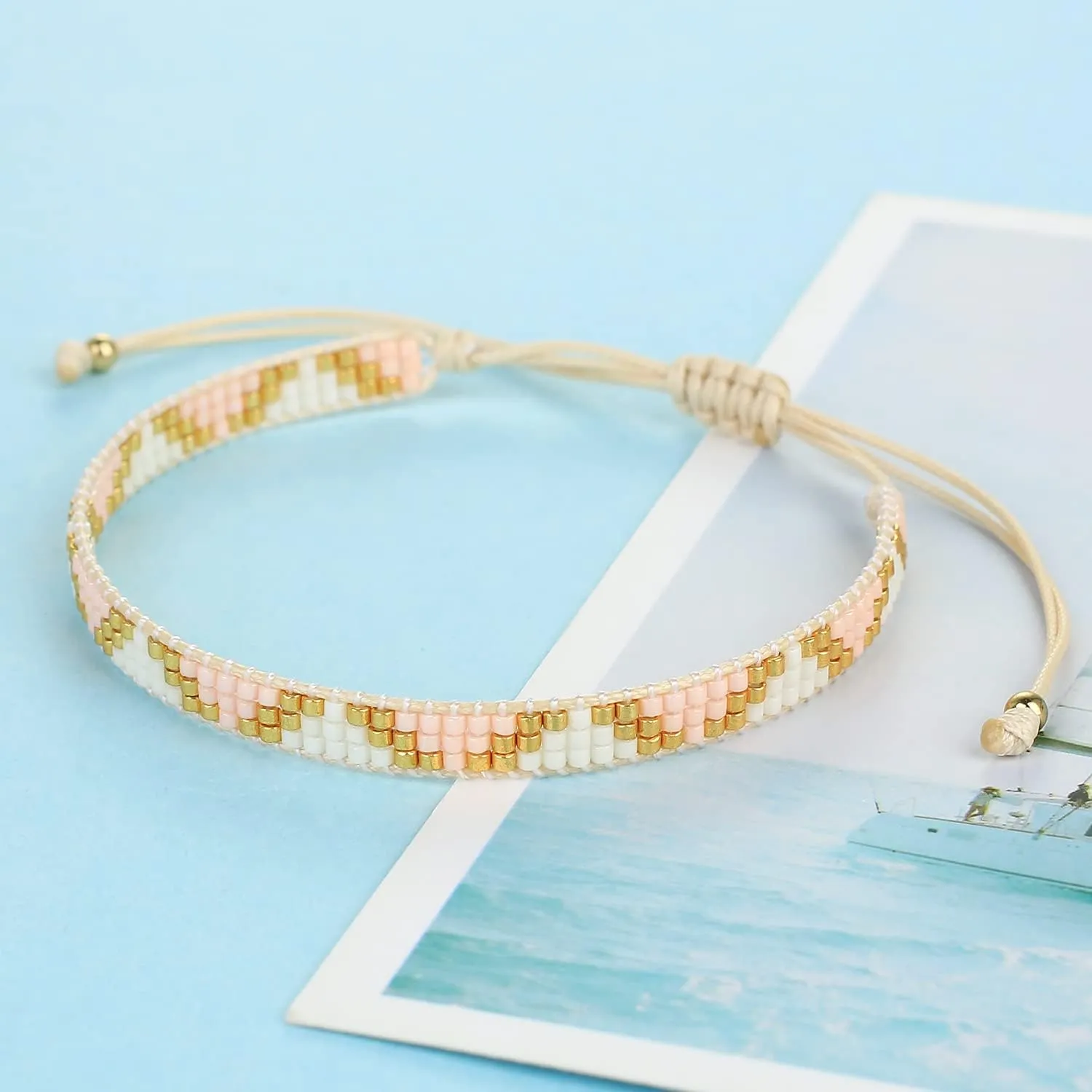 KELITCH Colorful Miyuki Beaded Bracelets Wax Rope Wrap Bracelets Delicated Handmade Multi-Pattern Bracelets Friendship Bracelets for Women Jewelry