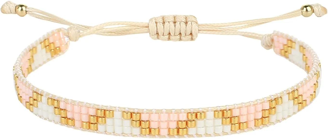 KELITCH Colorful Miyuki Beaded Bracelets Wax Rope Wrap Bracelets Delicated Handmade Multi-Pattern Bracelets Friendship Bracelets for Women Jewelry