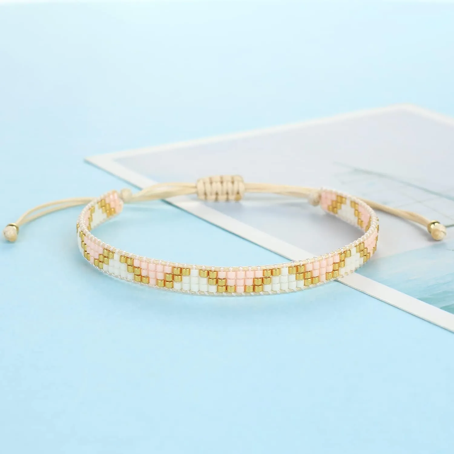 KELITCH Colorful Miyuki Beaded Bracelets Wax Rope Wrap Bracelets Delicated Handmade Multi-Pattern Bracelets Friendship Bracelets for Women Jewelry